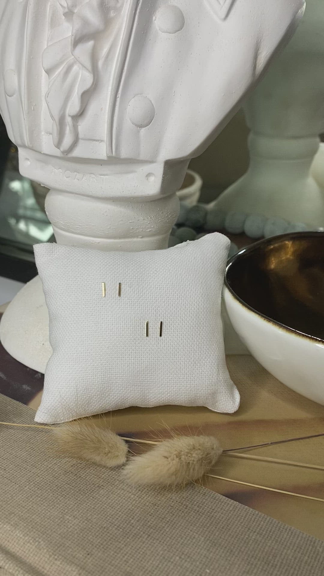 14K Gold Tiny Bar Stud Earrings | Polished & Matte Minimalist Studs